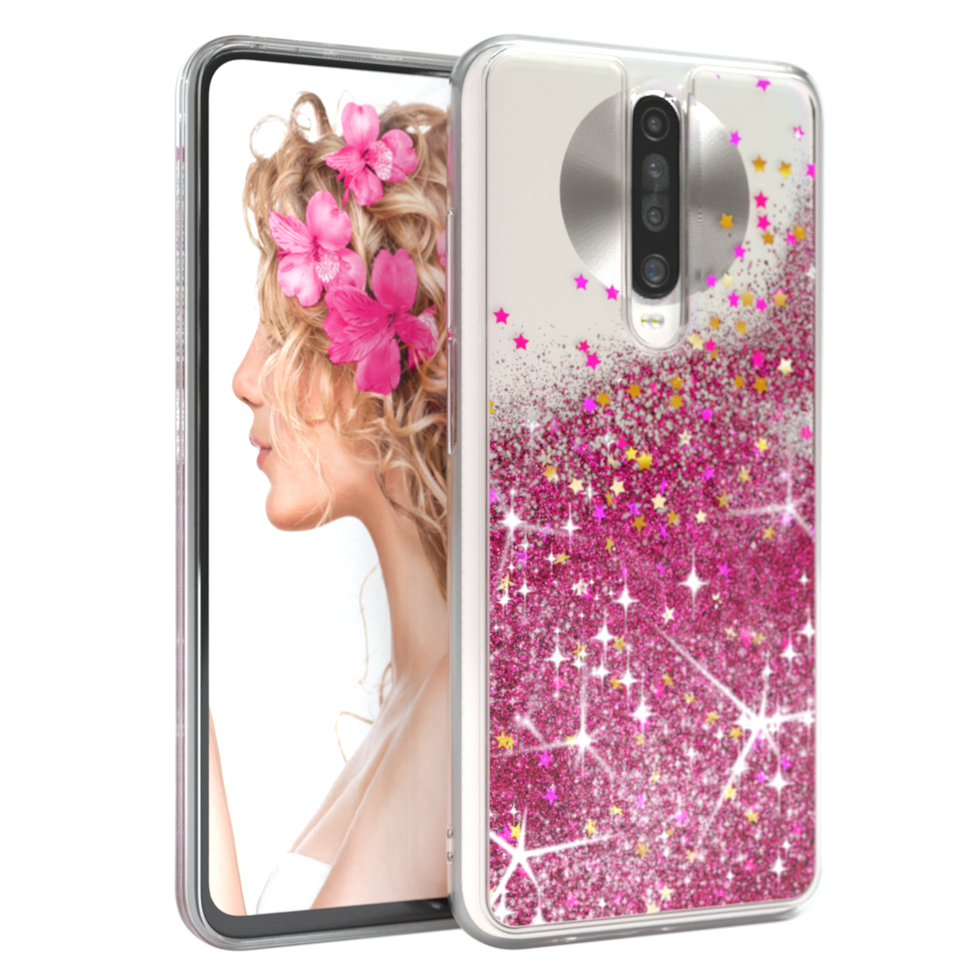 Backcover, Pink X2 Poco Glitzerhülle Xiaomi, / CASE Flüssig, EAZY K30, Redmi