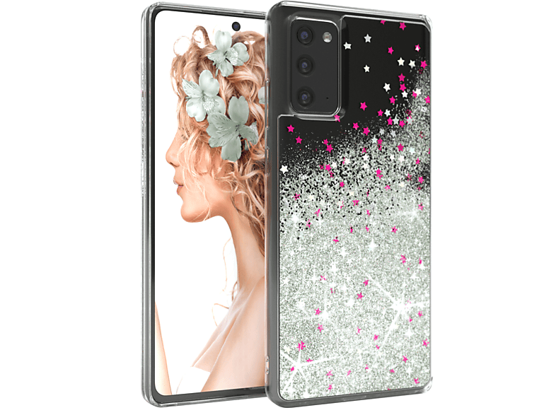 EAZY CASE Glitzerhülle Flüssig, 20 Note Silber Note 5G, / Backcover, 20 Samsung, Galaxy