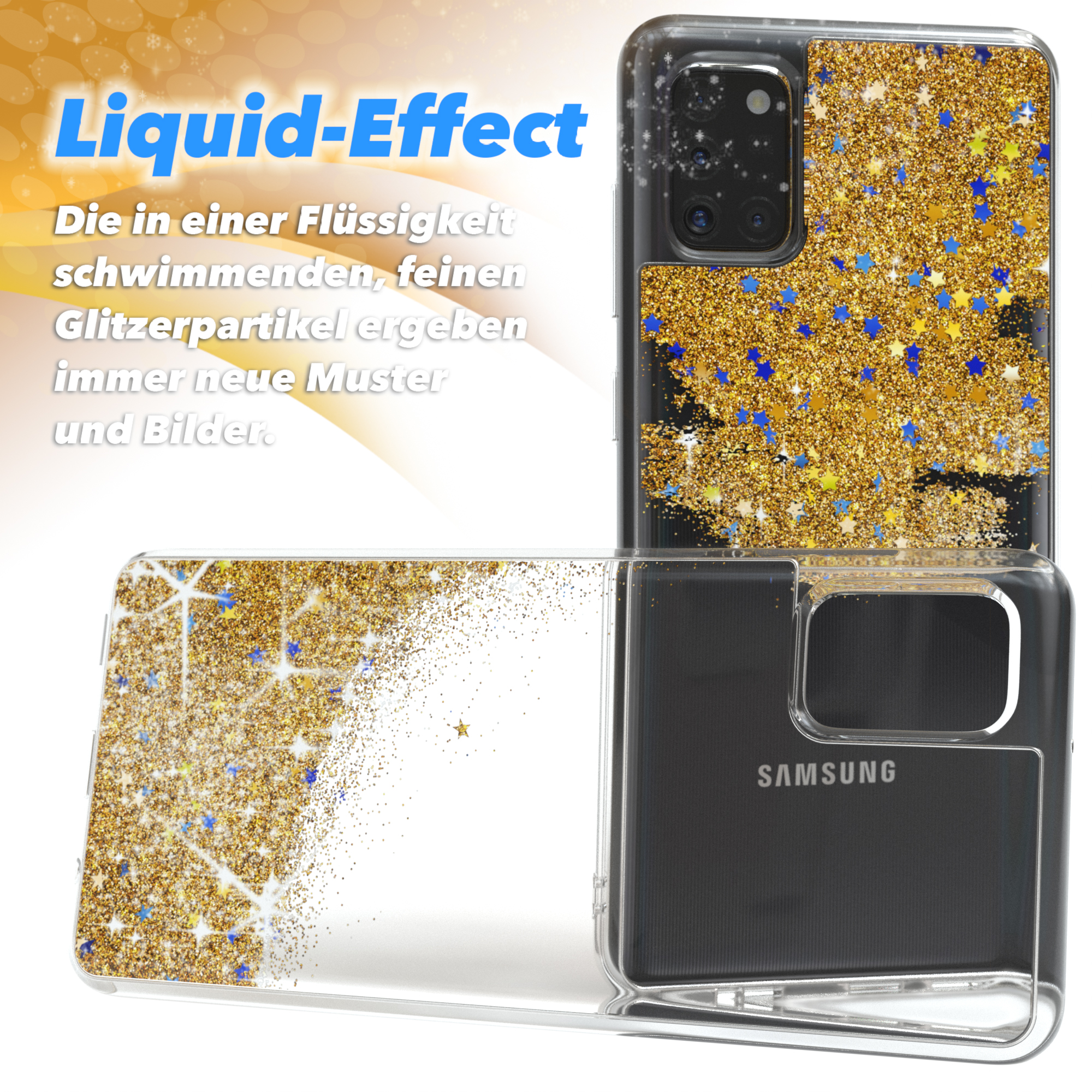 Gold Galaxy CASE Flüssig, A31, Samsung, Glitzerhülle Backcover, EAZY