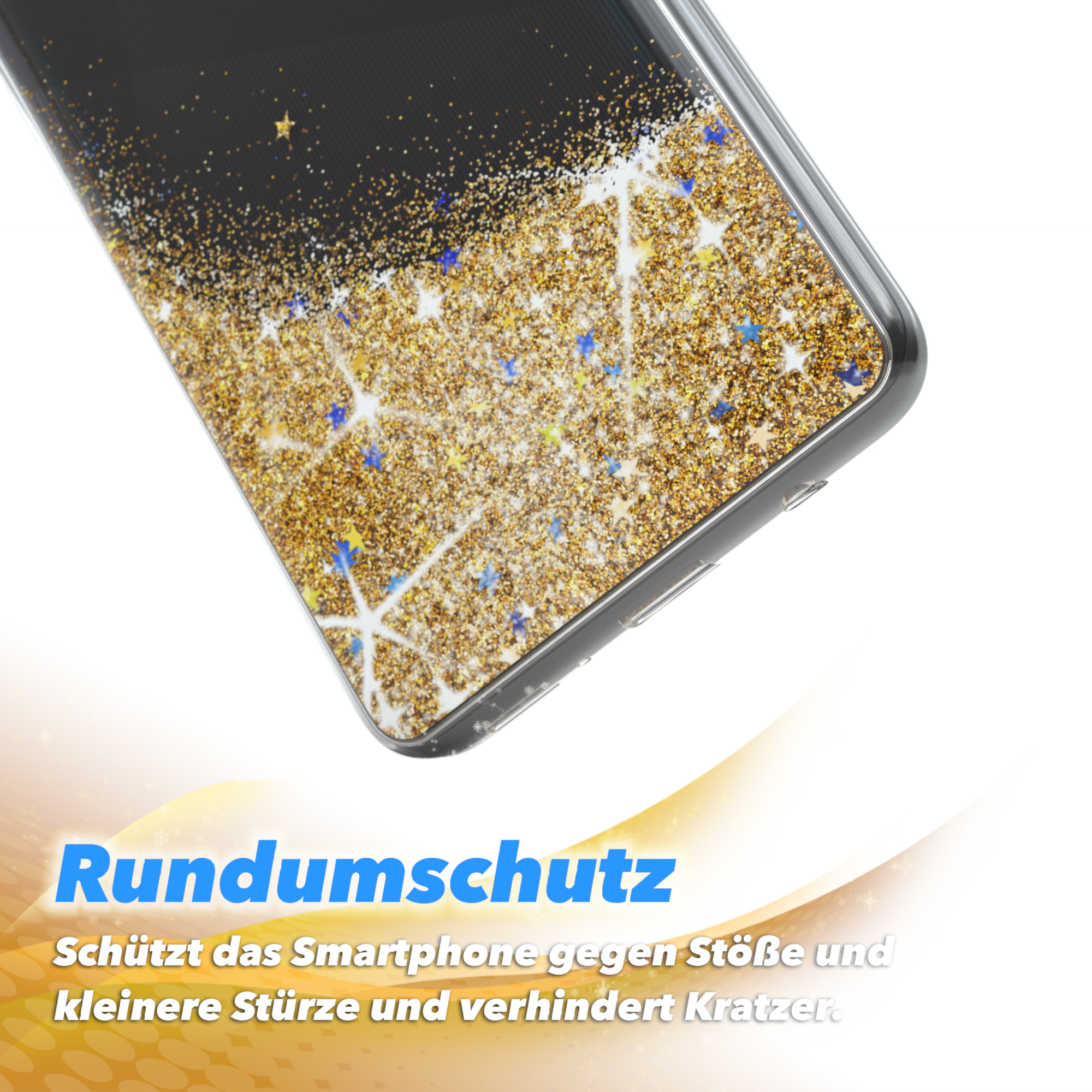 EAZY CASE Glitzerhülle Flüssig, Gold A31, Galaxy Samsung, Backcover