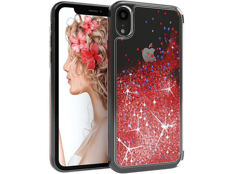 EAZY CASE Glitzerhülle Flüssig, Rot iPhone XR, Backcover, Apple