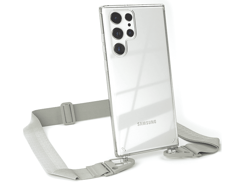 breiter + Kordel Beige mit CASE 5G, Ultra Umhängetasche, Grau Karabiner, / Taupe EAZY S22 Galaxy Samsung, Transparente Handyhülle