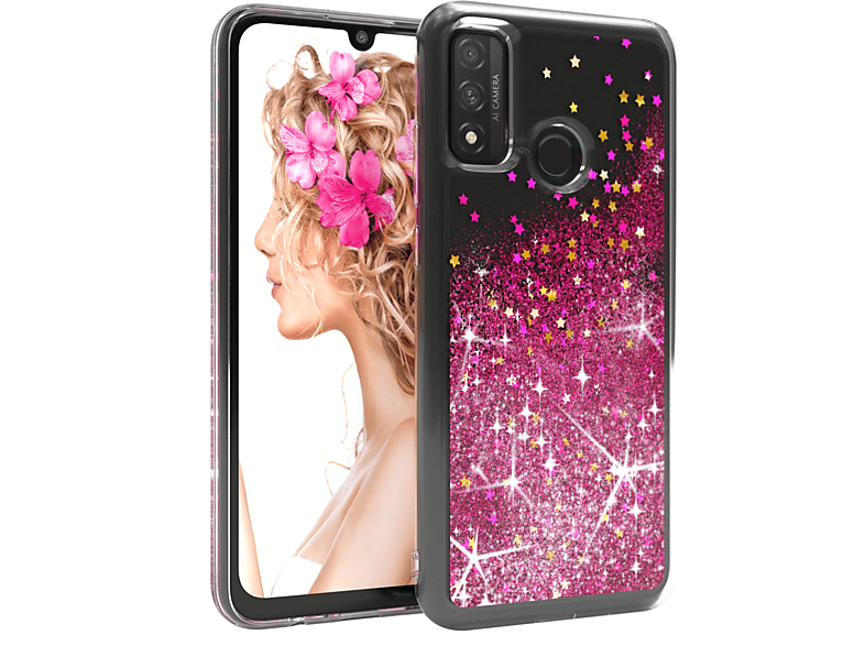 EAZY CASE Glitzerhülle Smart Pink (2020), Huawei, Flüssig, Backcover, P