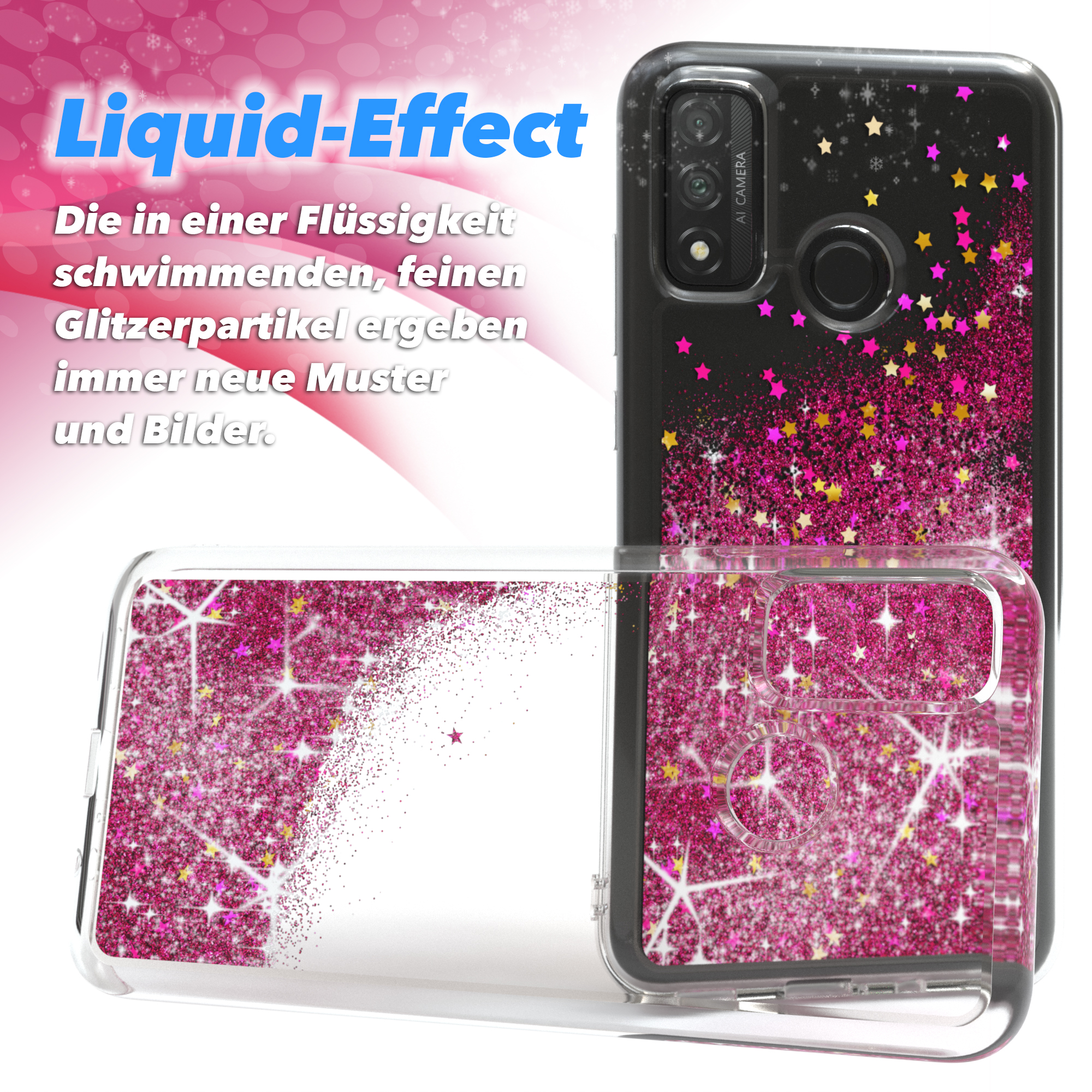 EAZY CASE Glitzerhülle Flüssig, Backcover, Pink Smart P (2020), Huawei