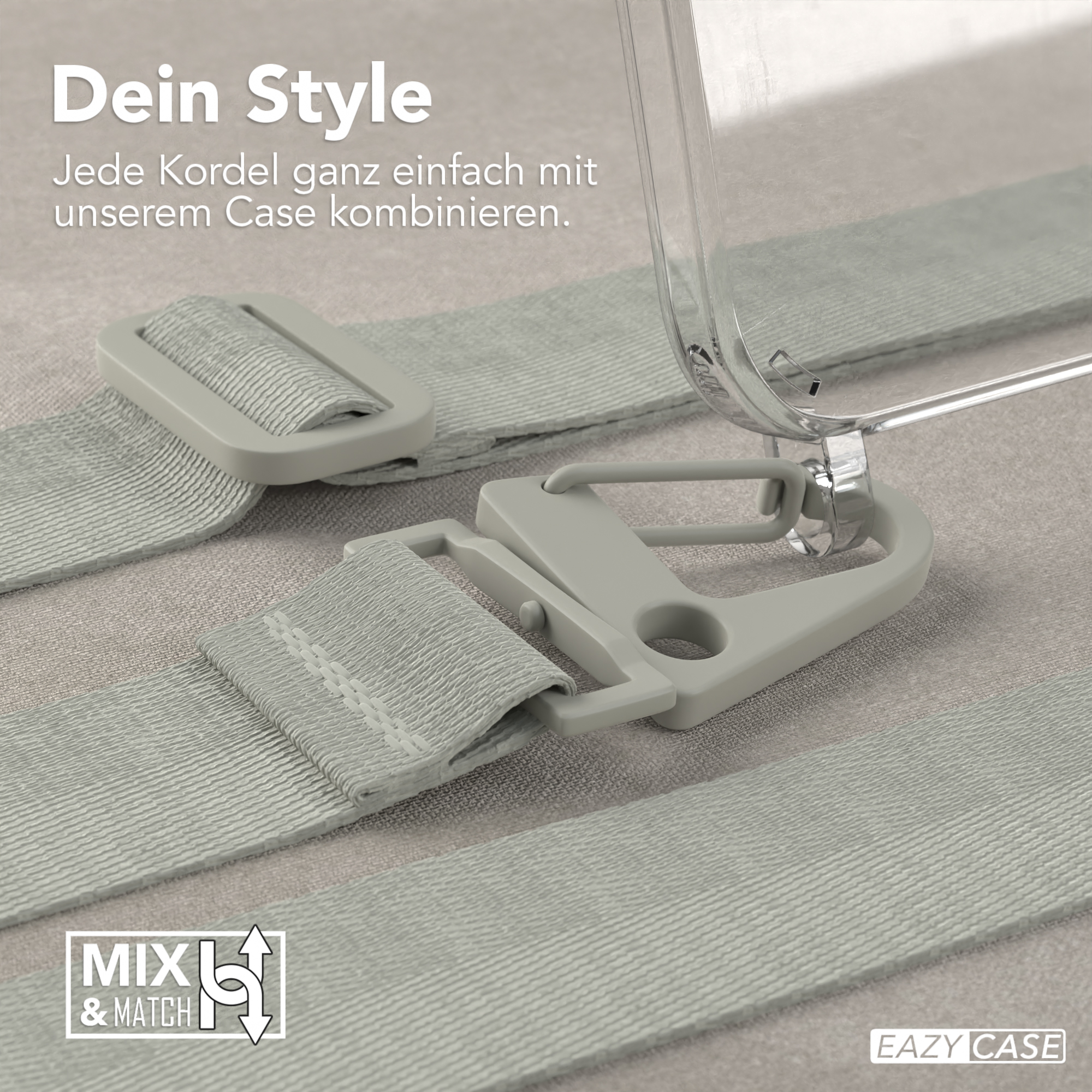 Eine Handyhülle mit Riemen und Verschluss.