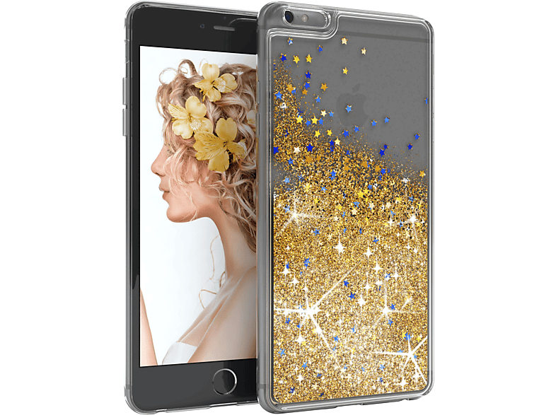 Gold Plus Plus, 6 / Apple, 6S iPhone Flüssig, EAZY CASE Glitzerhülle Backcover,