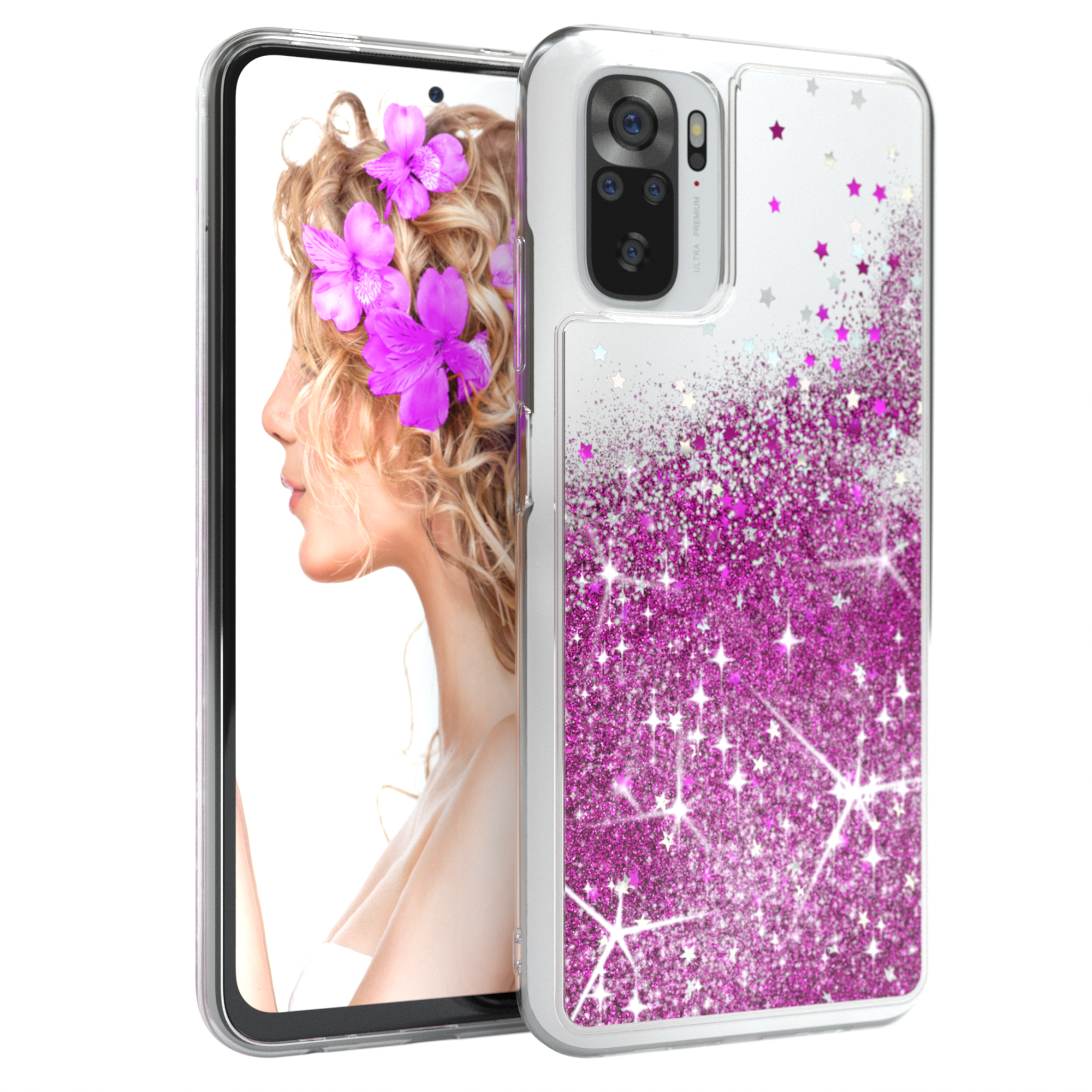 Lila Note Flüssig, Redmi / 10 Glitzerhülle Xiaomi, CASE 10S, Backcover, EAZY