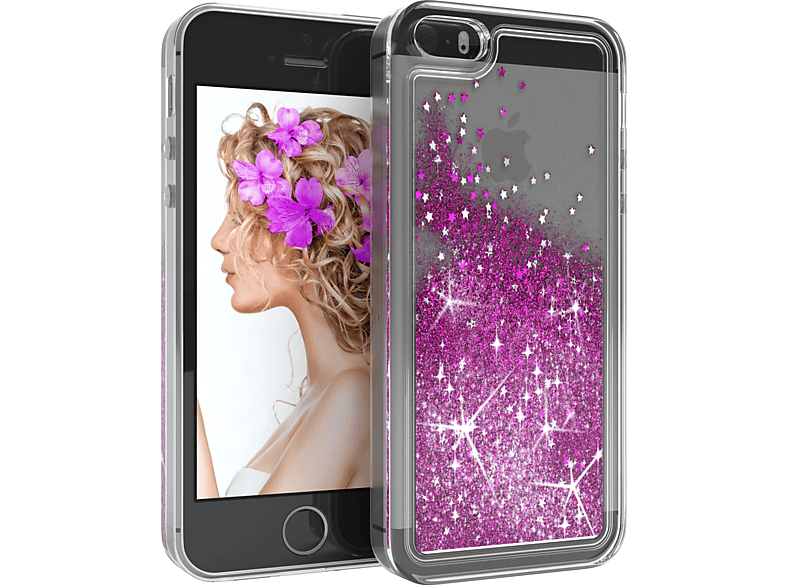 EAZY CASE Glitzerhülle Flüssig, Backcover, Apple, iPhone SE 2016