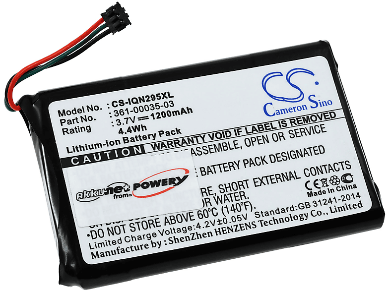 POWERY Akku für 2505 Akku, Volt, Garmin Li-Ion nüvi 3.7 1200mAh