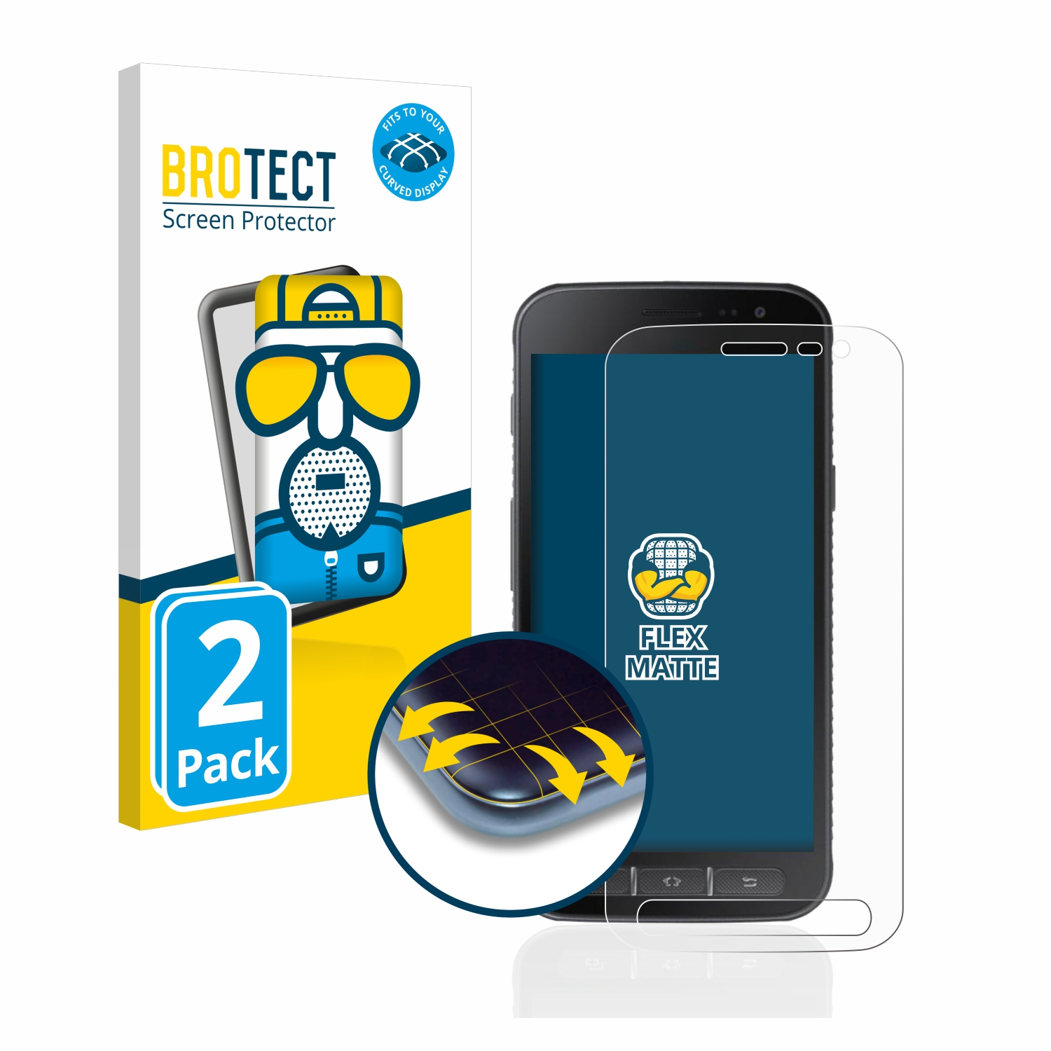 Xcover matt Schutzfolie(für BROTECT 2x Flex Full-Cover Samsung 4) Galaxy Curved 3D