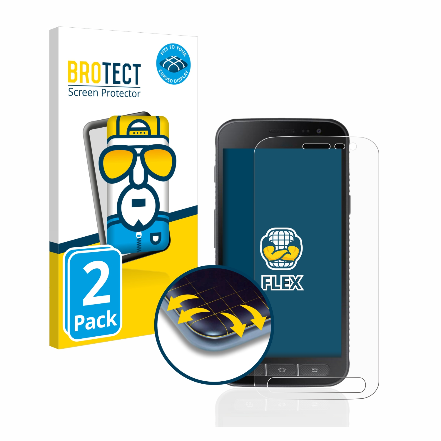 Curved Flex Xcover Schutzfolie(für Samsung 4) BROTECT Galaxy 2x Full-Cover 3D