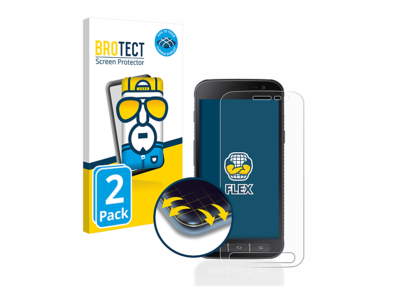 BROTECT 2x Flex Full-Cover 3D Curved Schutzfolie(für Samsung Galaxy Xcover 4)