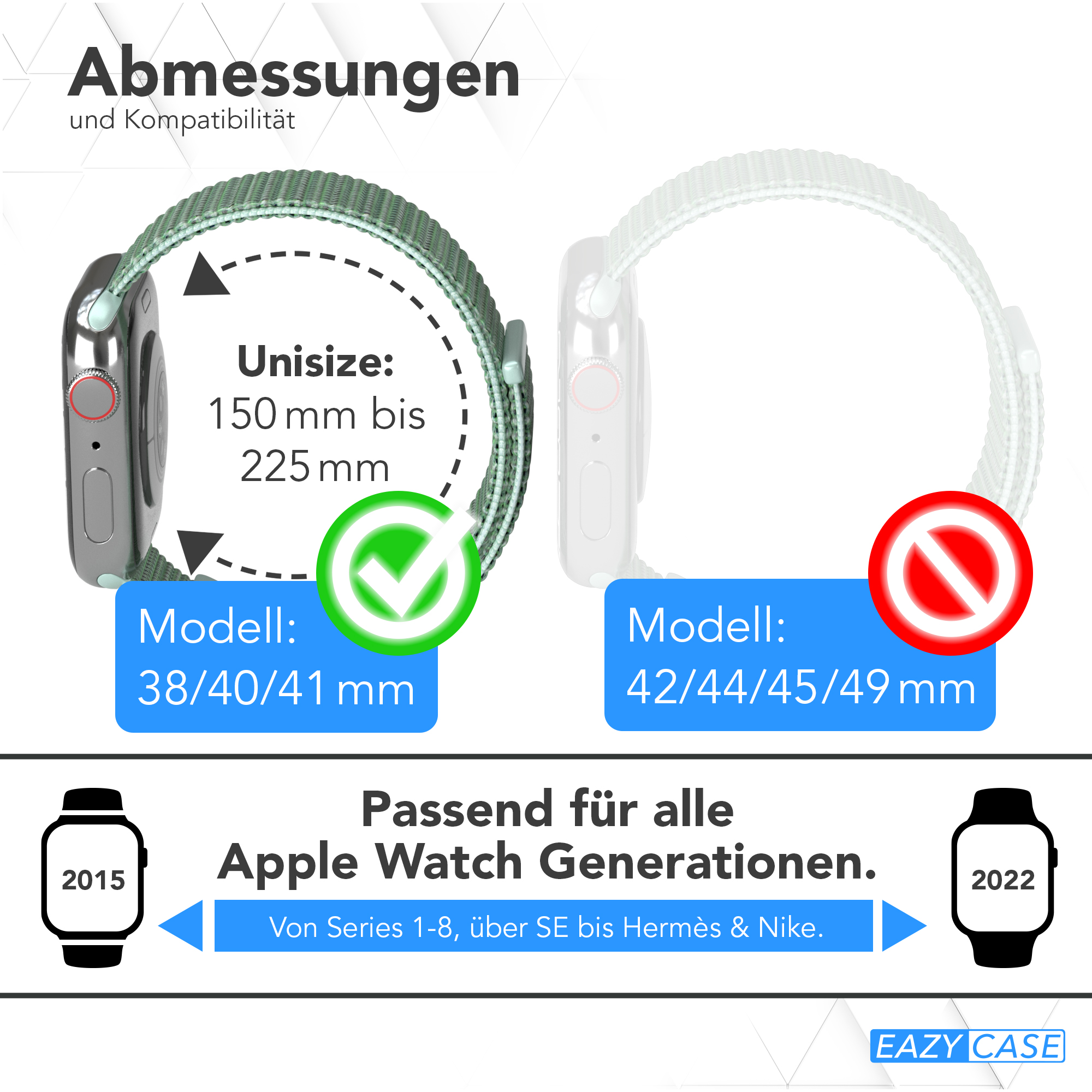 Apple Watch Armbänder, eines grün, eines grau. Grün für 38/40/41 mm, grau nicht kompatibel.