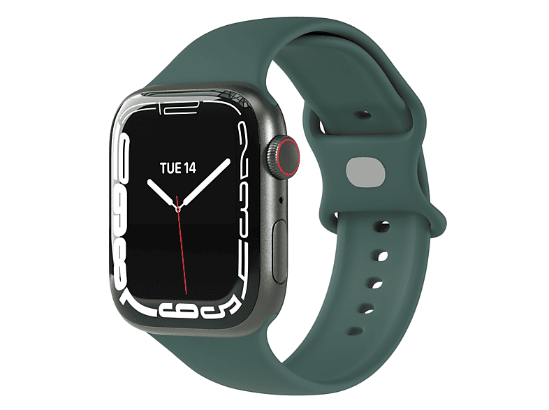 EAZY CASE Silikon Armband 38mm/40mm/41mm, Ersatzarmband, Apple, Watch Series 9/8/7/6/5/4/3/2/1; Watch SE, Dunkel Grün