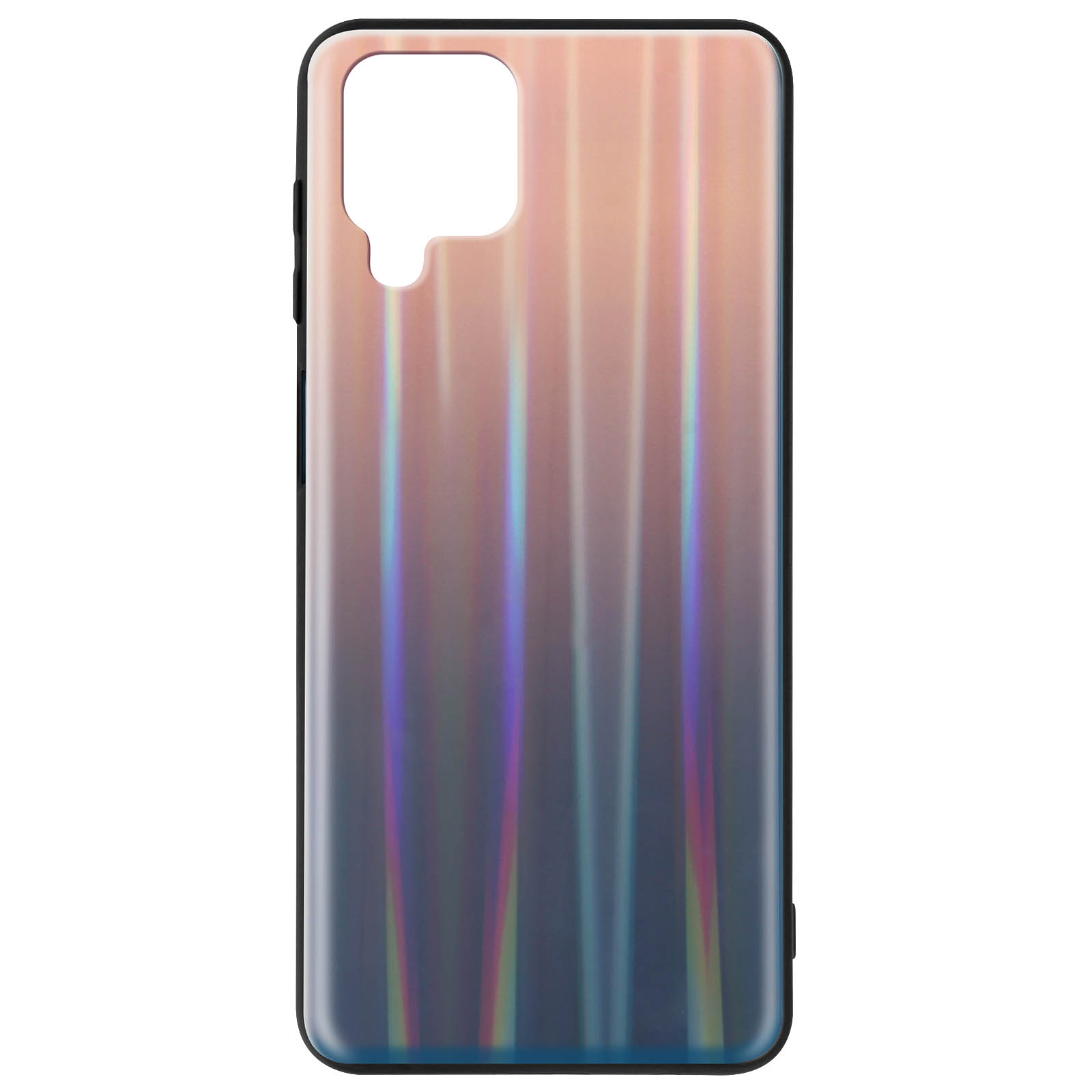Una custodia per telefono con una sfumatura di colore, con cornice nera e un ritaglio per la fotocamera.