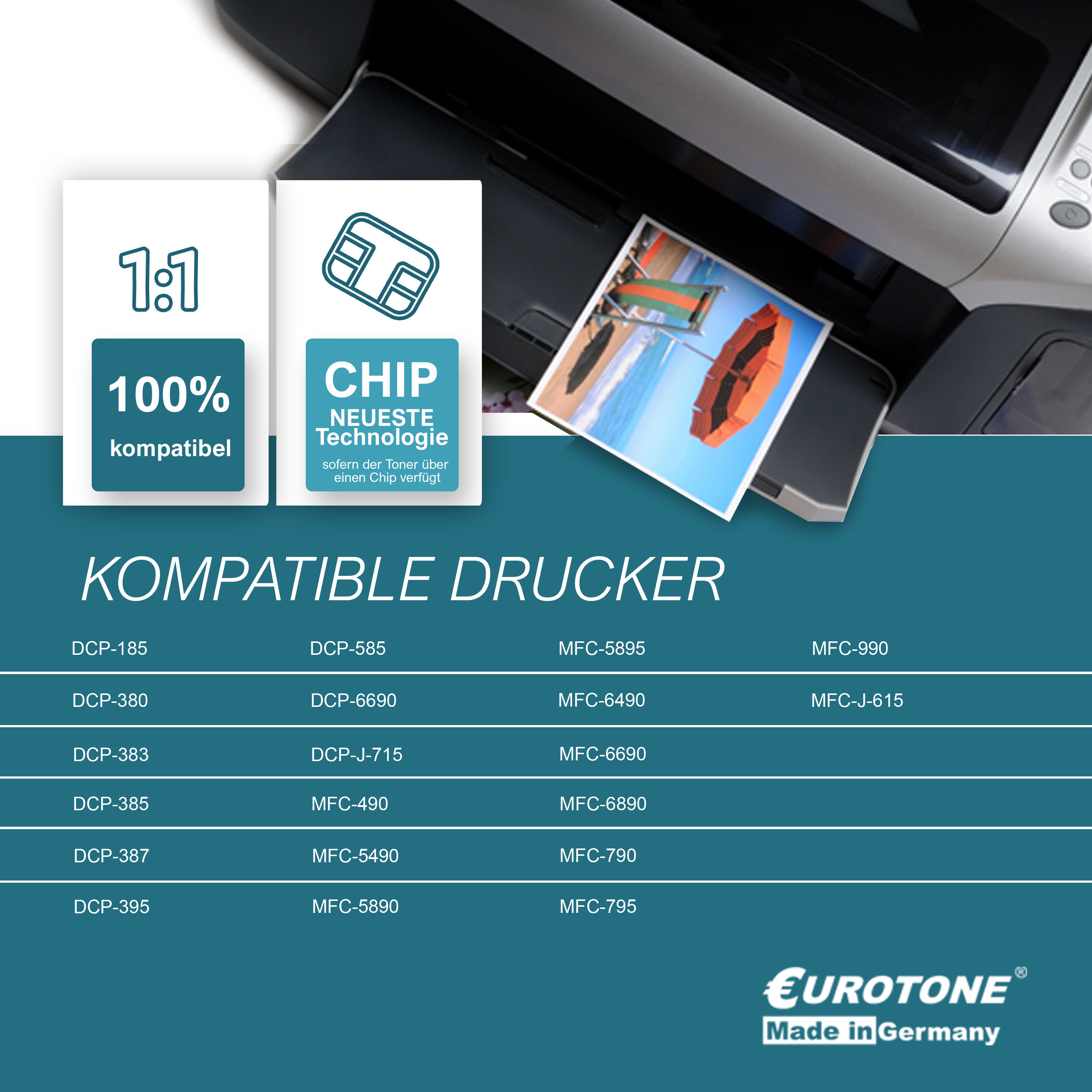 EUROTONE DCP-185 4er LC-1100M / LC1100 / / Cartridge LC-1100BK Mehrfarbig LC1100 Ink / Set (Brother LC-1100C LC1100 LC-1100Y LC1100)