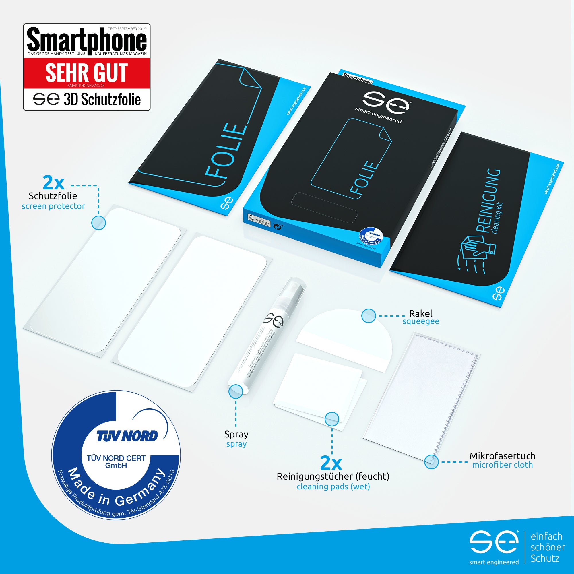 SMART ENGINEERED 2x se® Schutzfolie(für Huawei Y7 (2019))