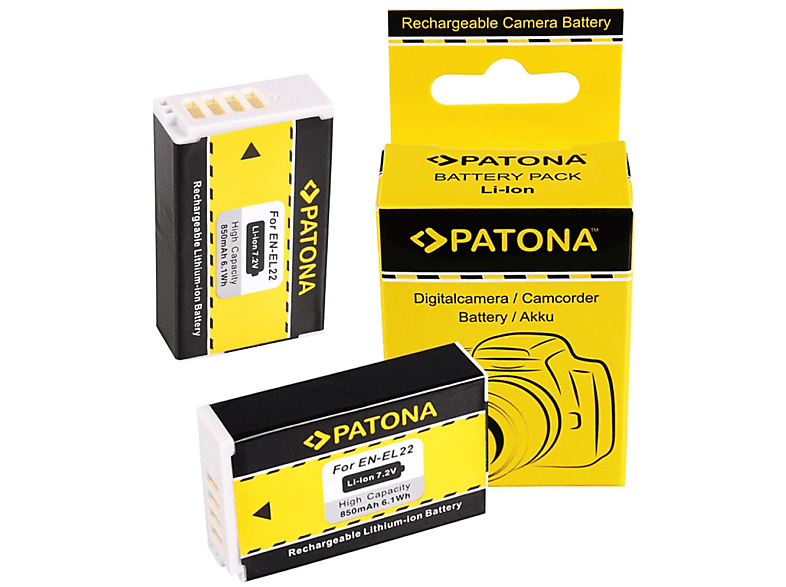 PATONA 2x Akku kompatibel für Nikon EN-EL22 Li-Ion Ersatzakku, 850mAh  2 Stück