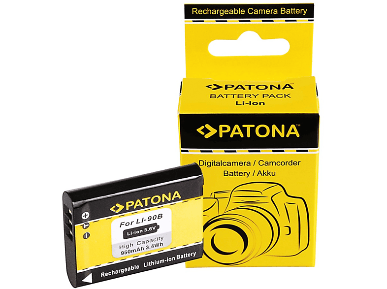 PATONA Akku kompatibel für Olympus Li-90B Ersatzakku, Li-Ion 950mAh  Stück 1