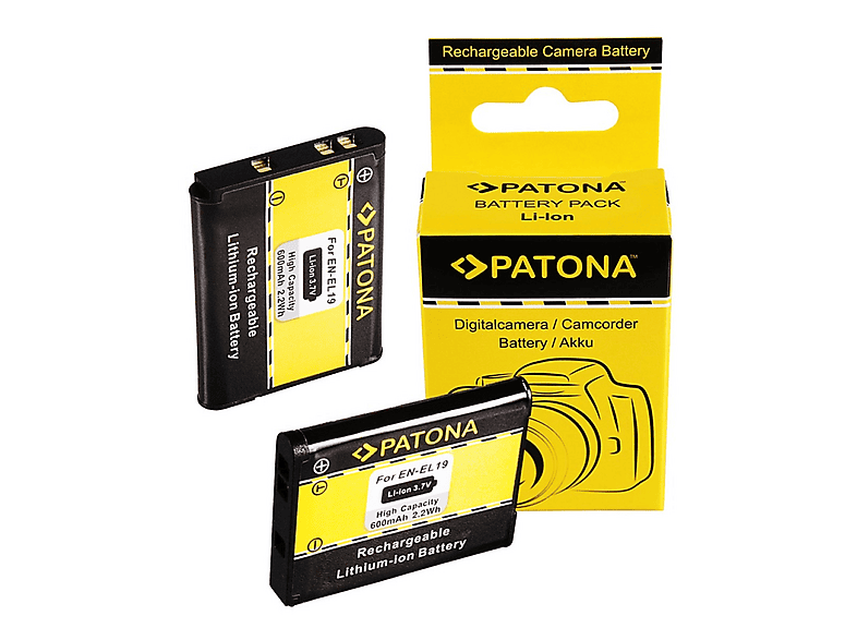 Caricabatterie 3in1 PATONA Per Batteria EN-EL19 – Compatibile Nikon Coolpix S2700, S3500, S4300, S5200, S6400 E Altri