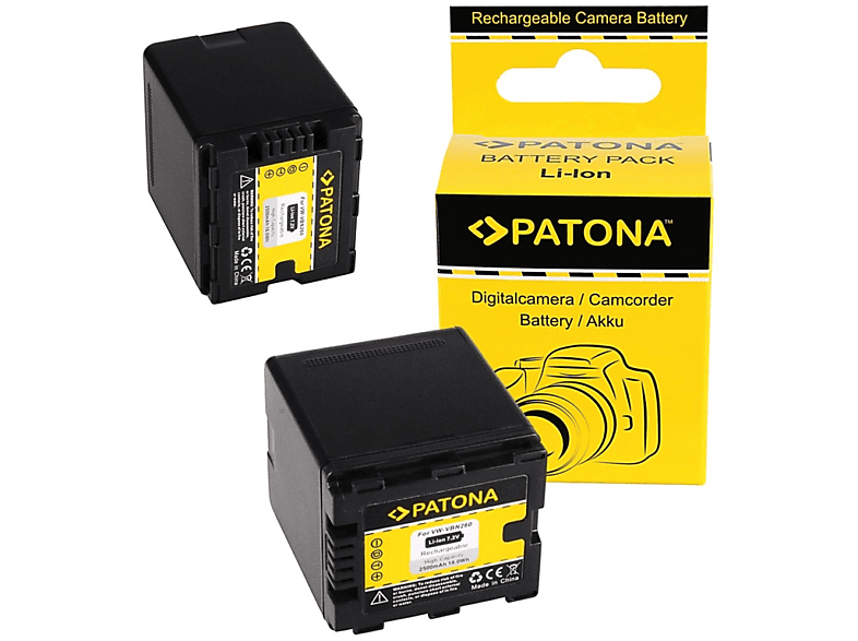 PATONA 2x Akku kompatibel Ersatzakku, 2 Panasonic für HDC-SD800 2500mAh  Stück Li-Ion