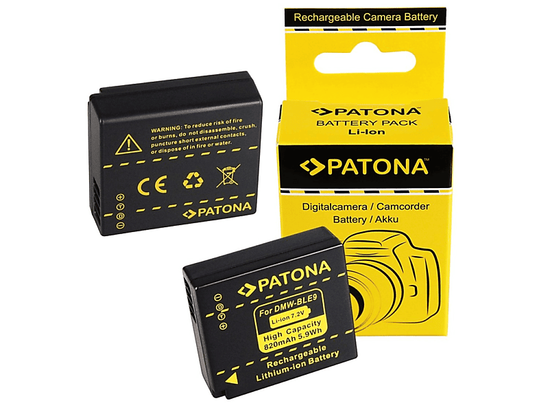 für 820mAh GF3T 2x PATONA Li-Ion Panasonic Akku DMC Ersatzakku, Stück 2 kompatibel