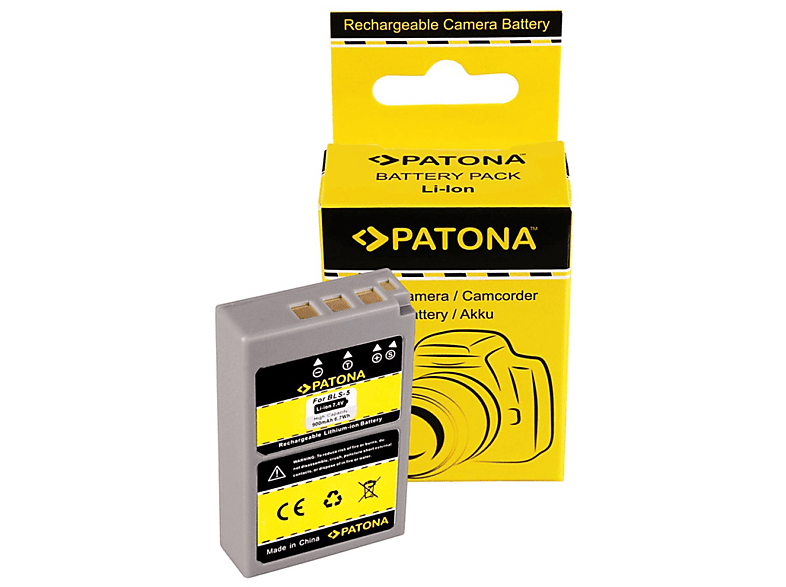 PATONA Akku kompatibel für Olympus BLS5 Li-Ion Ersatzakku, 900mAh 1 Stück