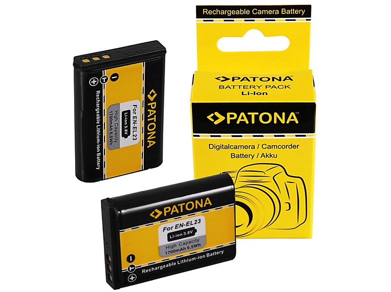 PATONA 2x Akku kompatibel für 1700mAh  Li-Ion Nikon Ersatzakku, EN-EL23 2 Stück