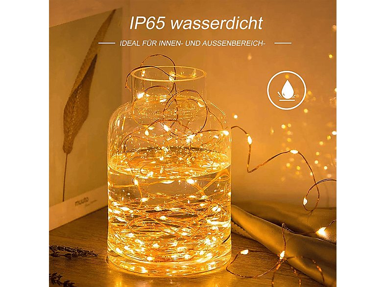 Kupferdraht-Lichterkette – LED-Lichterkette 15 M Mit 400 LEDs, Warmweiß, Wasserdicht, Mit Fernbedienung & USB, Biegsam Für Deko (Hochzeit, Weihnachten, Party)