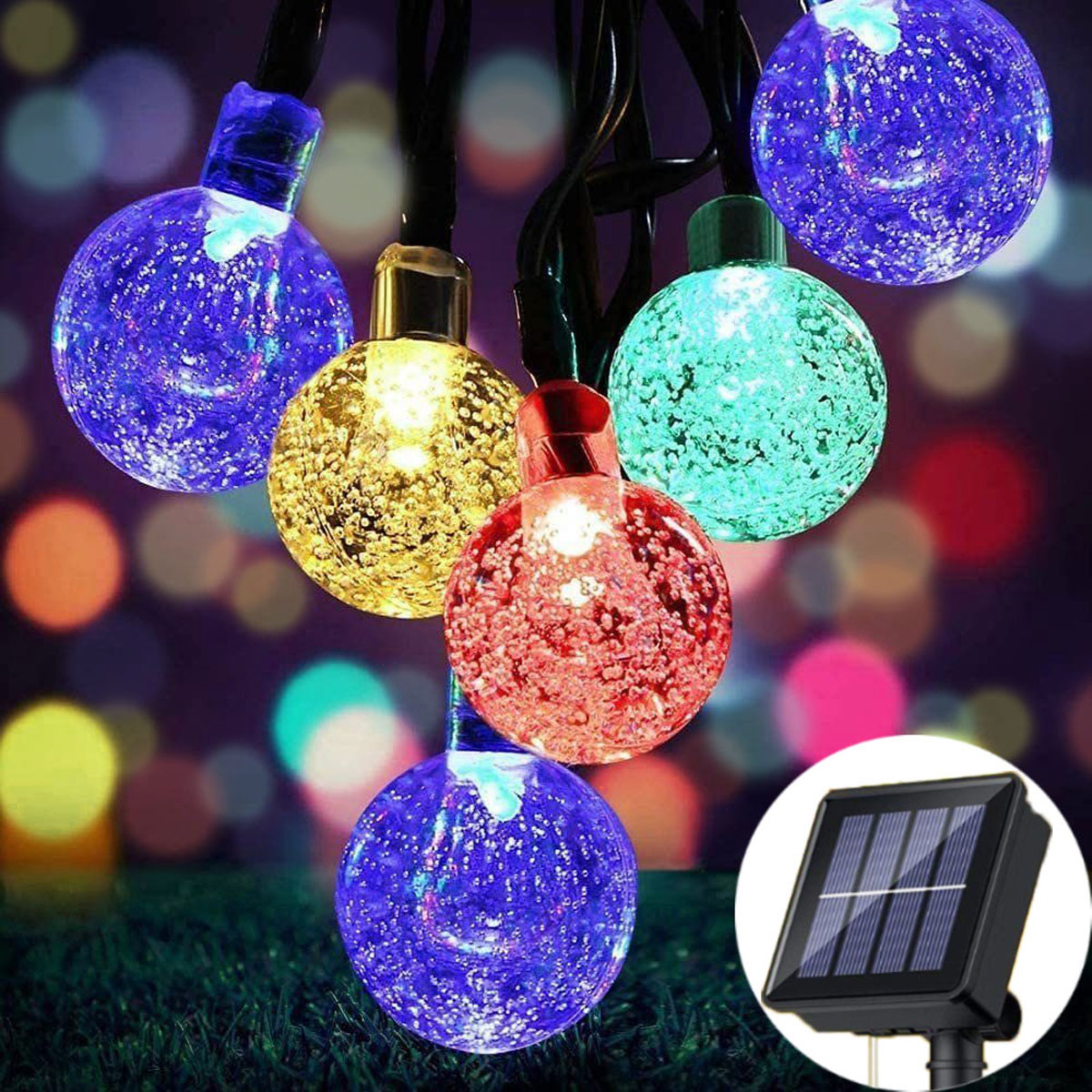 LAMON Ballon-Glühbirne farbig Ball Licht, Garten, Party 7m Solar-Lichterketten, für Seifenblasen-Kristallkugel, 50L, Geeignet Bubble