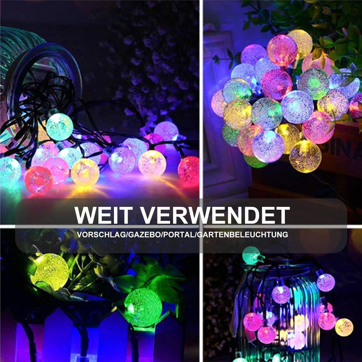 Licht, Ballon-Glühbirne Solar-Lichterketten, 7m LAMON Party Ball Seifenblasen-Kristallkugel, Bubble farbig Garten, Geeignet 50L, für