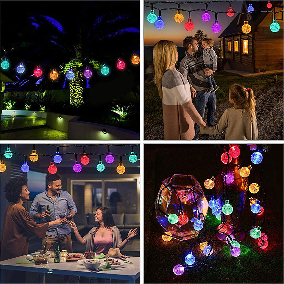 LAMON Bubble Seifenblasen-Kristallkugel, 50L, Licht, für 7m Ball Garten, farbig Solar-Lichterketten, Party Geeignet Ballon-Glühbirne