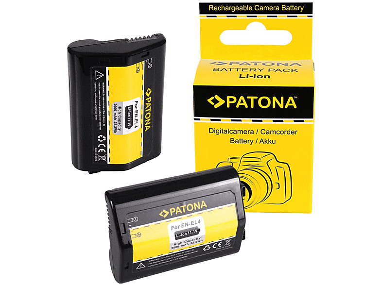 PATONA 2x Akku kompatibel EN-EL4 2 Stück für Ersatzakku, Li-Ion Nikon 2000mAh