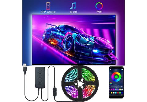 LAMON 4M LED Stripe,RGB Bluetooth App,LED TV-Hintergrundbeleuchtung LED-Streifen,  Bluetooth 4M, Farbig
