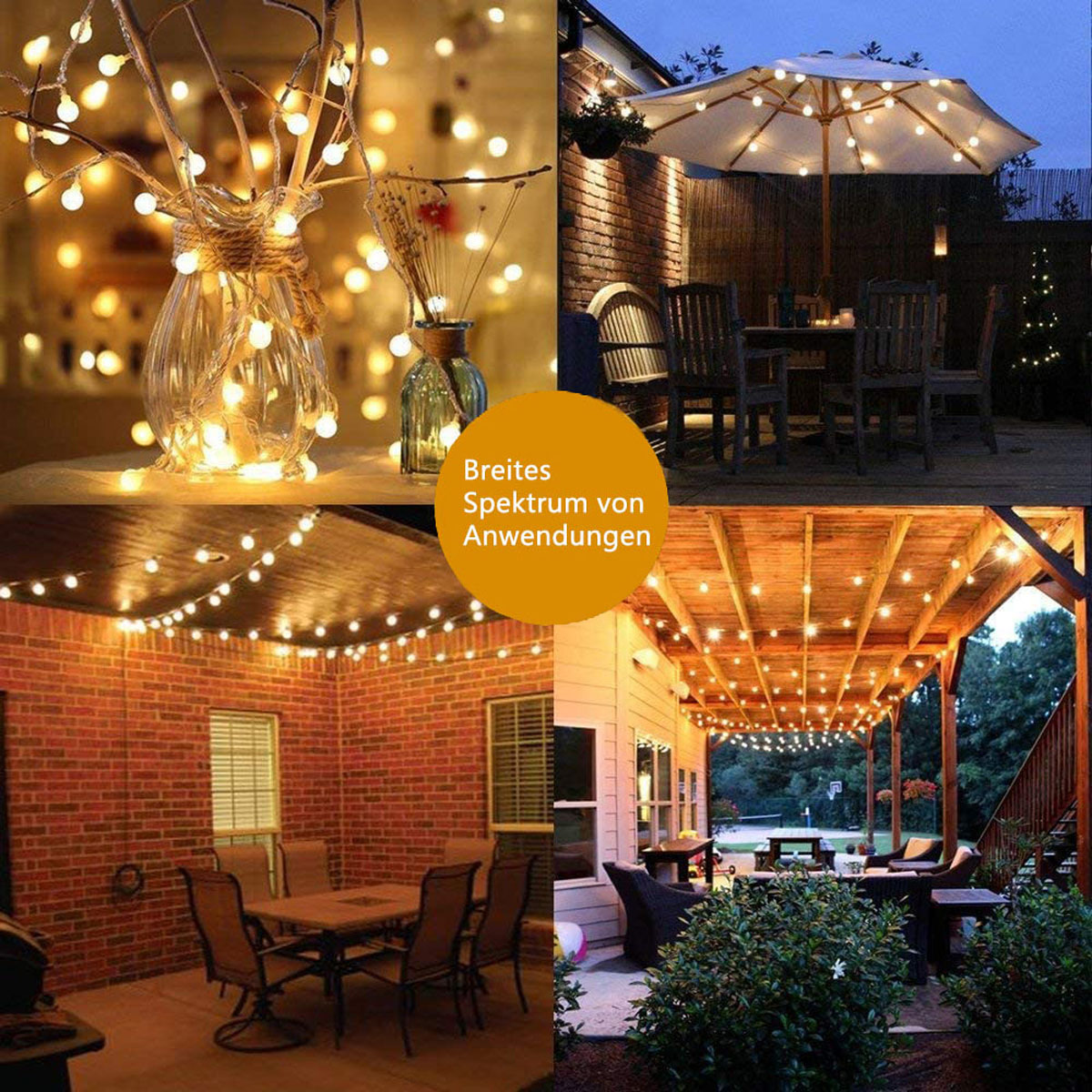 LANOR Solar-Bubble-Ball-Licht, 7m Höfe Gärten, Lichterketten, warmweiß, Warmweiß Partys und 50 für Warmweiß, Lichter