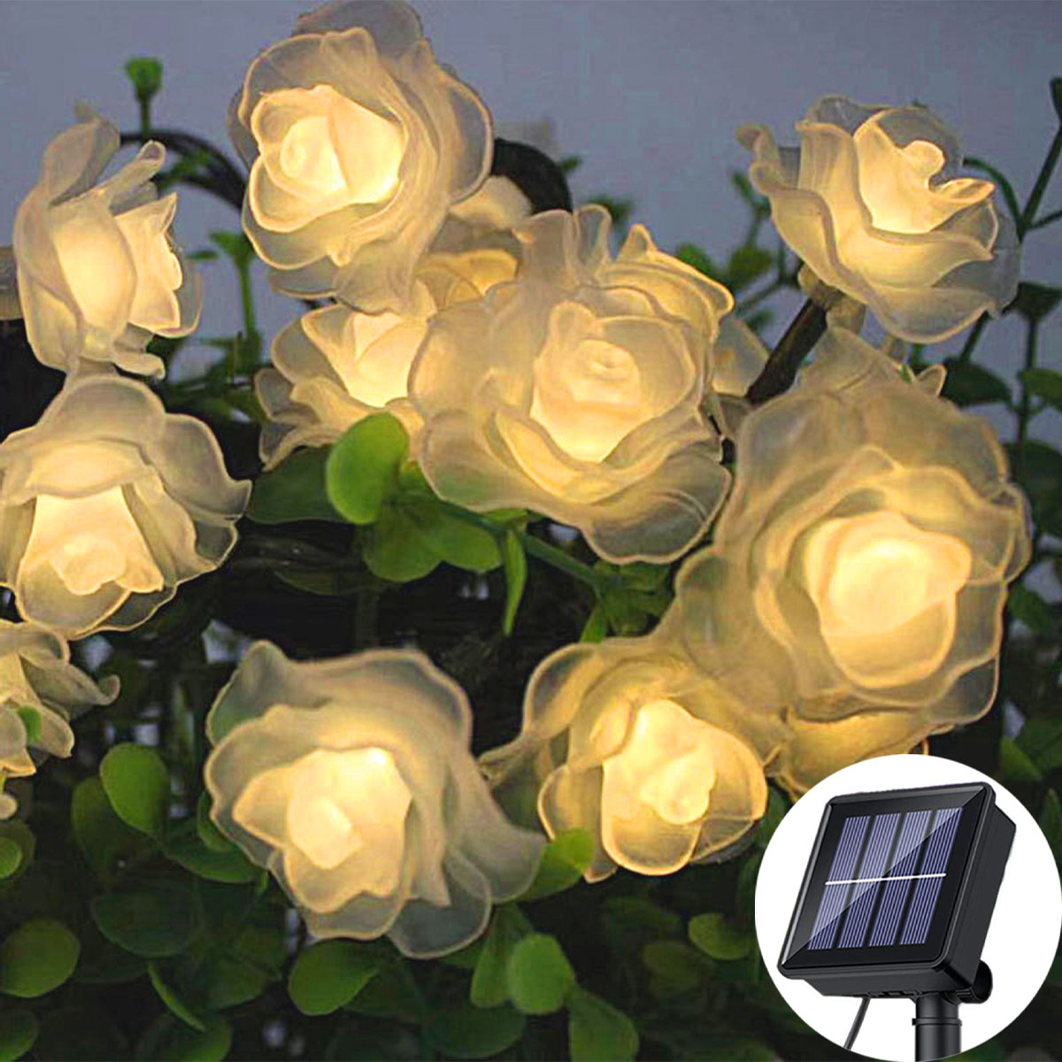 LAMON Rose Warmweiß Rosenlichter, Geeignet für Solar-Lichterketten, Light, Garten,Hochzeit,Party Solar-Lichterketten