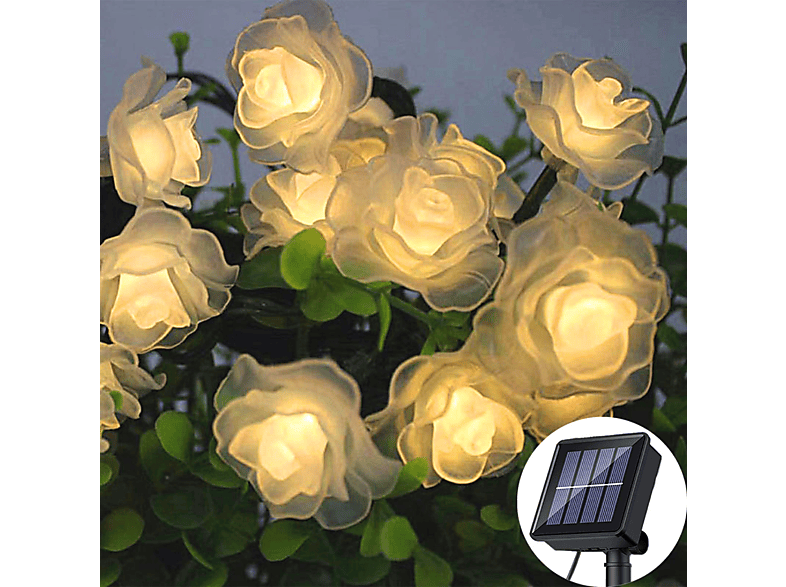 LAMON Rose Light, Solar-Lichterketten, Geeignet für Garten,Hochzeit,Party Solar-Lichterketten, Rosenlichter, Warmweiß