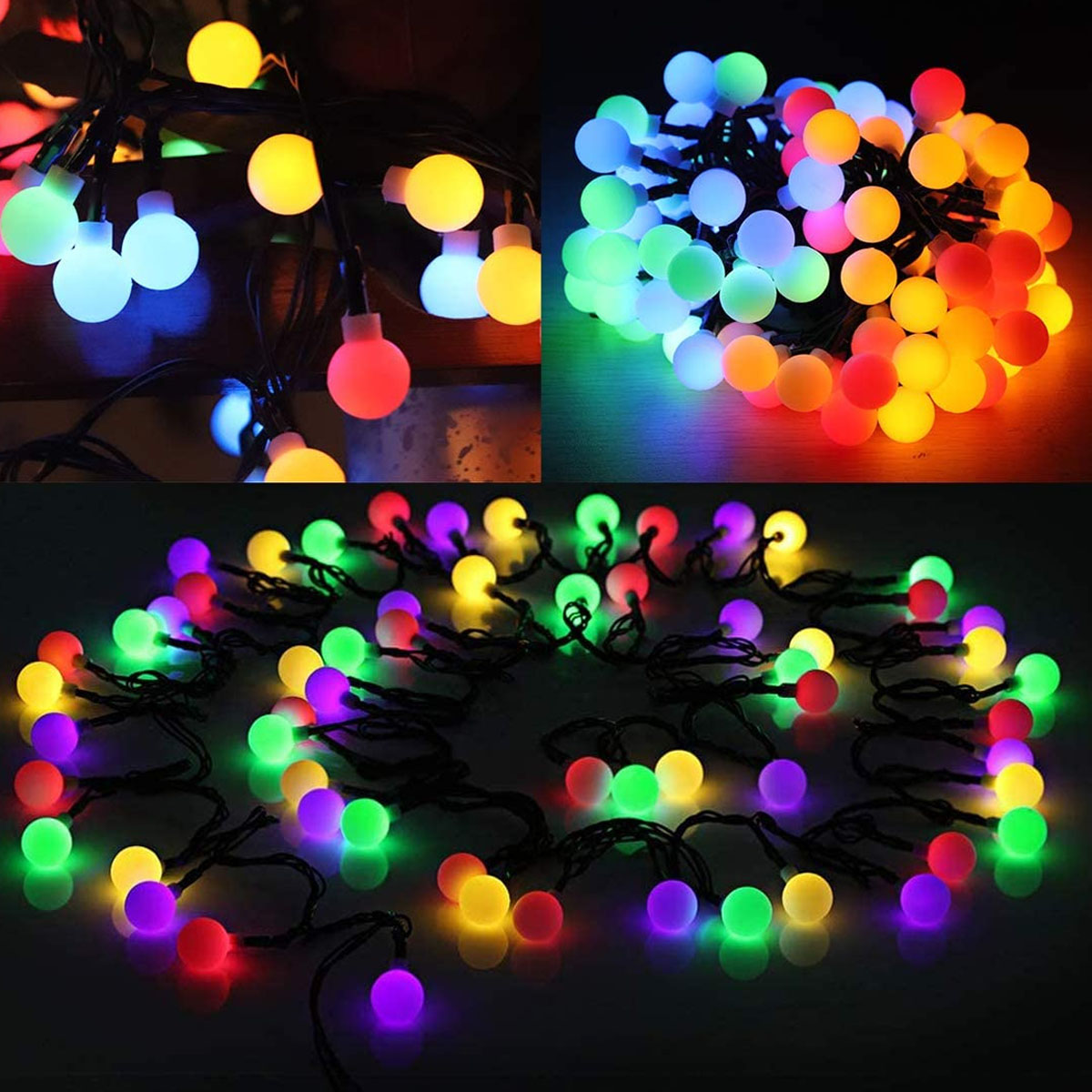 Multicolor, farbig Lichterketten, kleine LAMON LED Solar-Lichtkugel, 50 Kugellampe,7M weiße Lichter