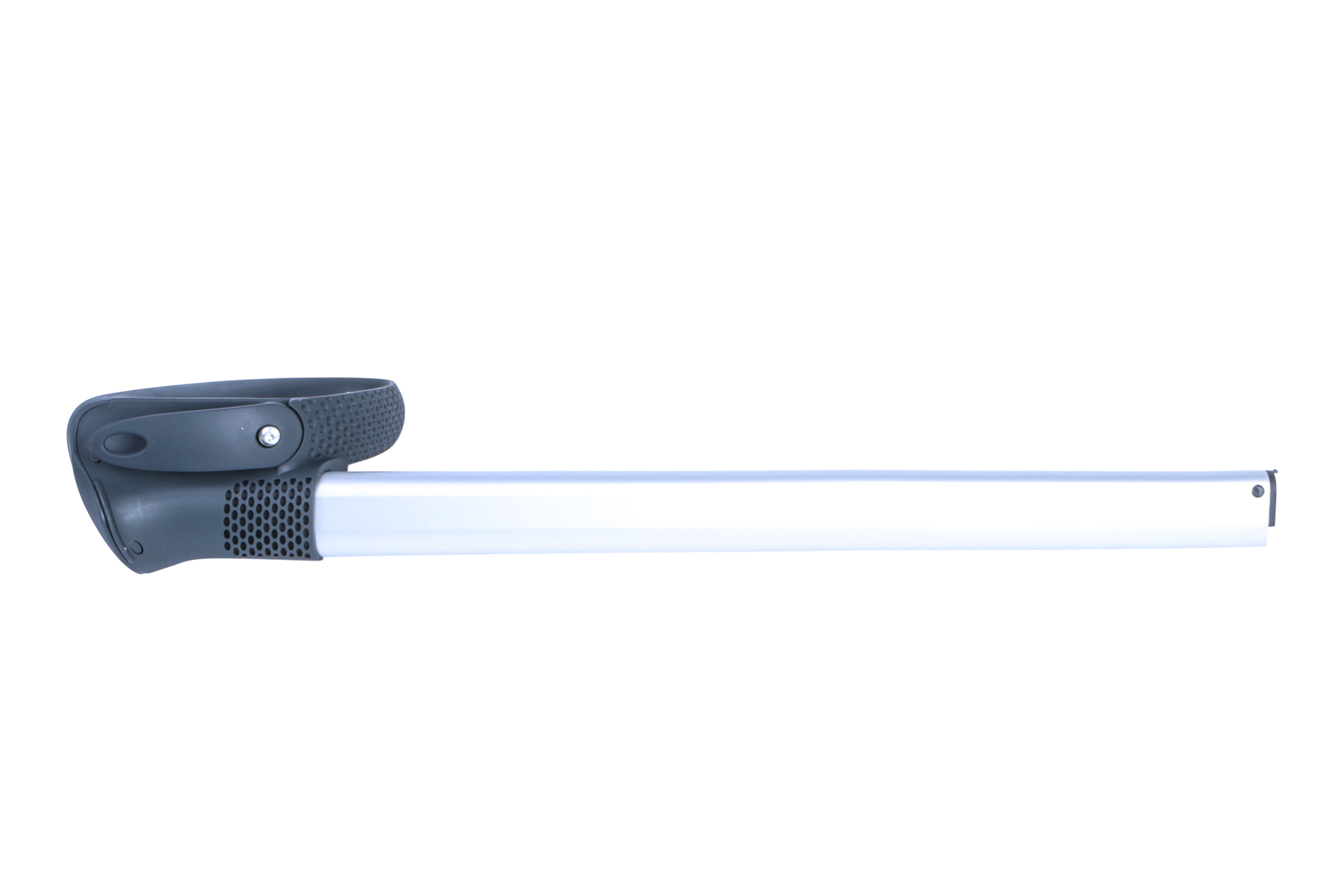 Metallwerkzeug mit schwarzem Griff und silbernem Stab. Der Griff hat ein strukturiertes Design.