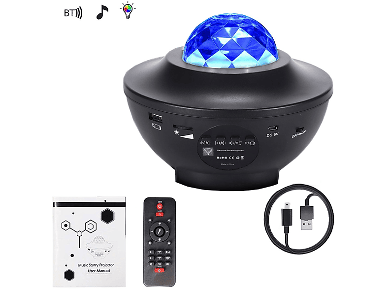 LAMON Sternenhimmel Lichter, Bluetooth-Musikplayer Projector, Schwarz, farbig Star und Projektor-Lampen, USB-Anschluss