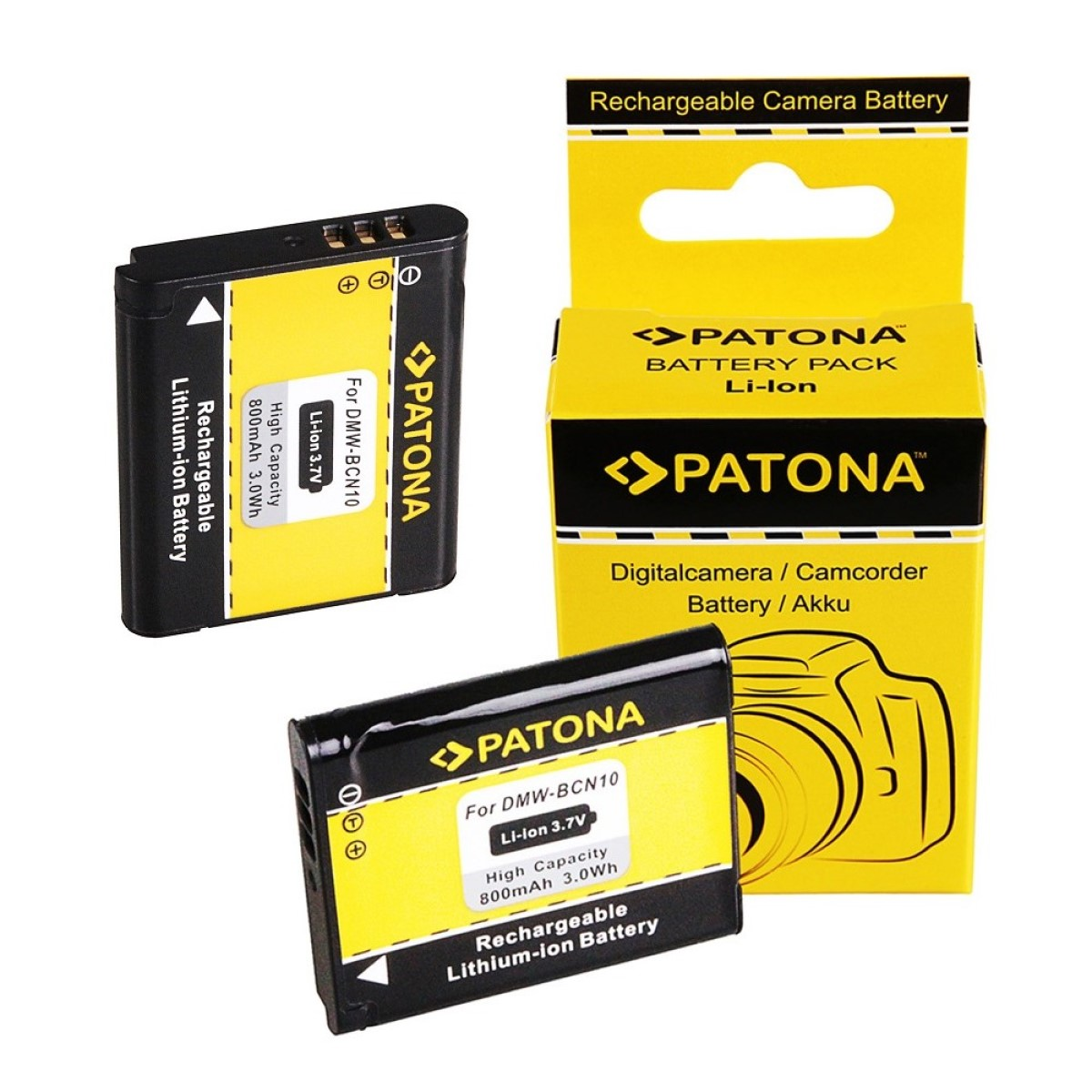 PATONA 2x Akku 800mAh  Stück kompatibel Panasonic Li-Ion für DMW-BCN10 Ersatzakku, 2