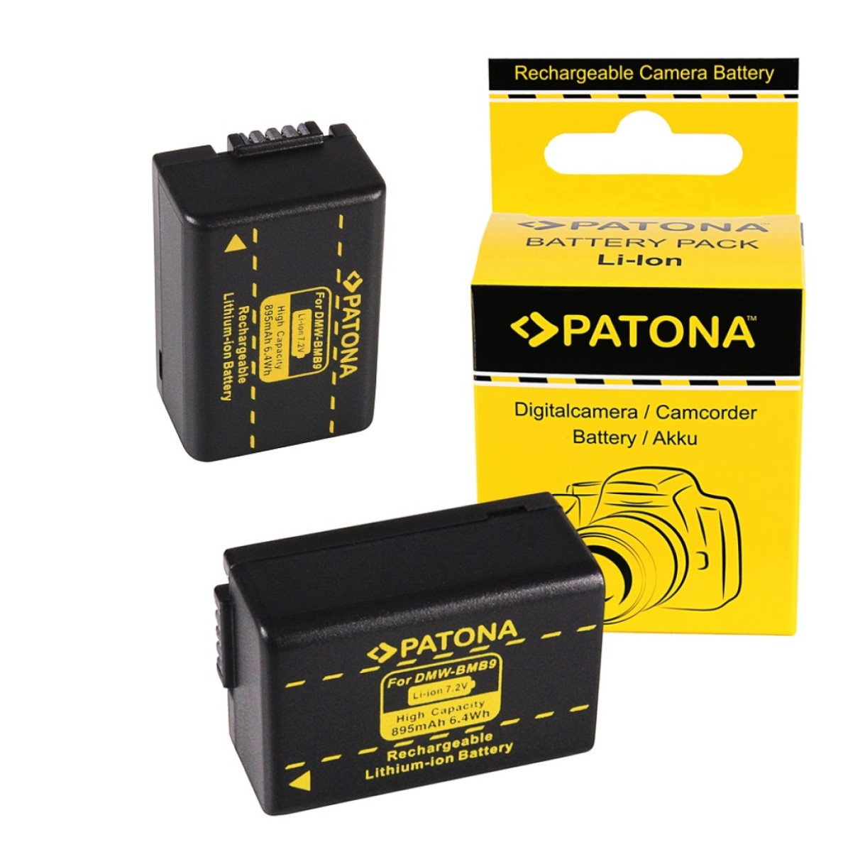 PATONA 2x Akku kompatibel für Panasonic Ersatzakku, Stück 895mAh Li-Ion DMC-FZ40 2