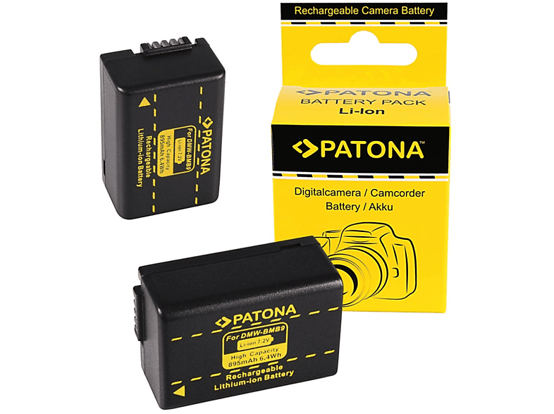 PATONA 2x Akku kompatibel für Panasonic Ersatzakku, Stück 895mAh Li-Ion DMC-FZ40 2