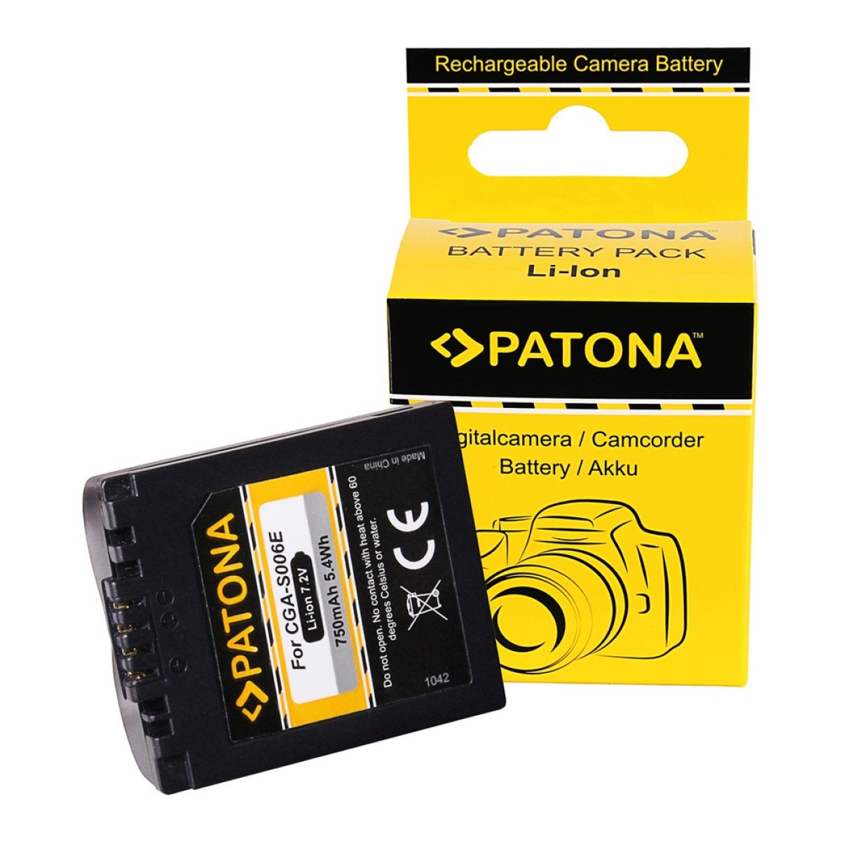 PATONA Akku kompatibel Stück für Ersatzakku, Li-Ion 750mAh  1 Lumix DMC-FZ50 Panasonic