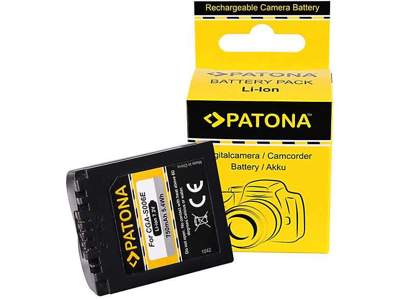 PATONA Akku kompatibel für Panasonic 1 Stück 750mAh  DMC-FZ50 Lumix Li-Ion Ersatzakku