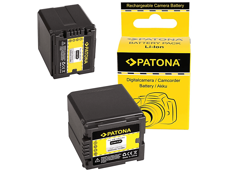 PATONA 2x Akku kompatibel für Panasonic VW-VBG260 Li-Ion Ersatzakku, 2200mAh  2 Stück