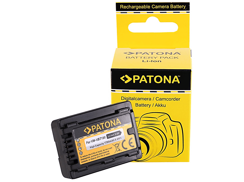 1780mAh 1 Stück PATONA Panasonic kompatibel Akku für Ersatzakku, VW-VBT190 Li-Ion