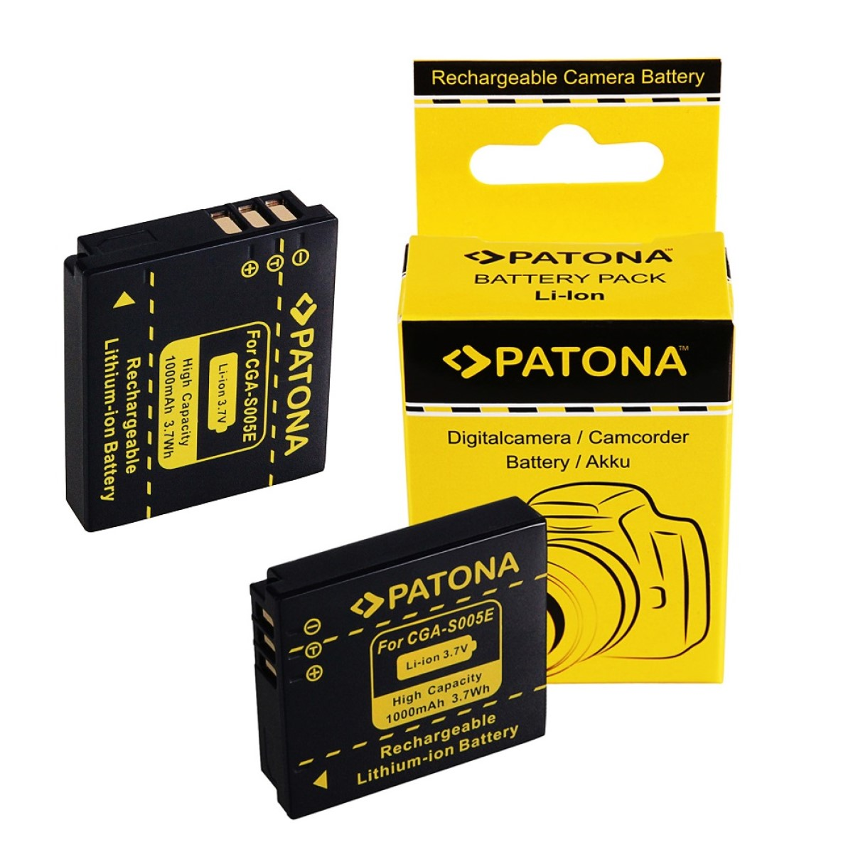 Panasonic Li-Ion Stück 2 DMC-FX3 Akku PATONA für 1000mAh Lumix kompatibel Ersatzakku, 2x