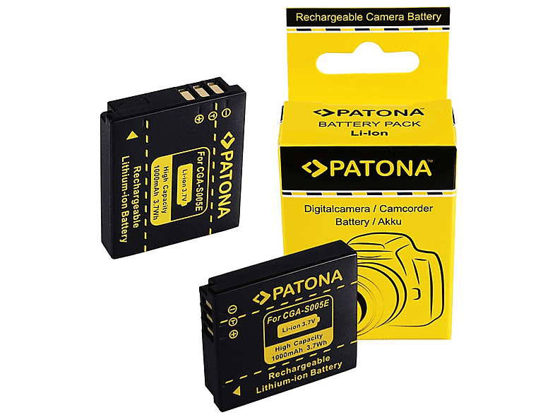 PATONA 2x Akku kompatibel Ersatzakku, DMC-FX3 2 Stück für Lumix 1000mAh Panasonic Li-Ion