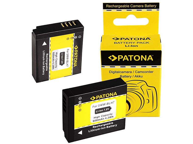 PATONA 2x Akku kompatibel für Panasonic VW-VBT190 Li-Ion Ersatzakku, 600mAh 2 Stück